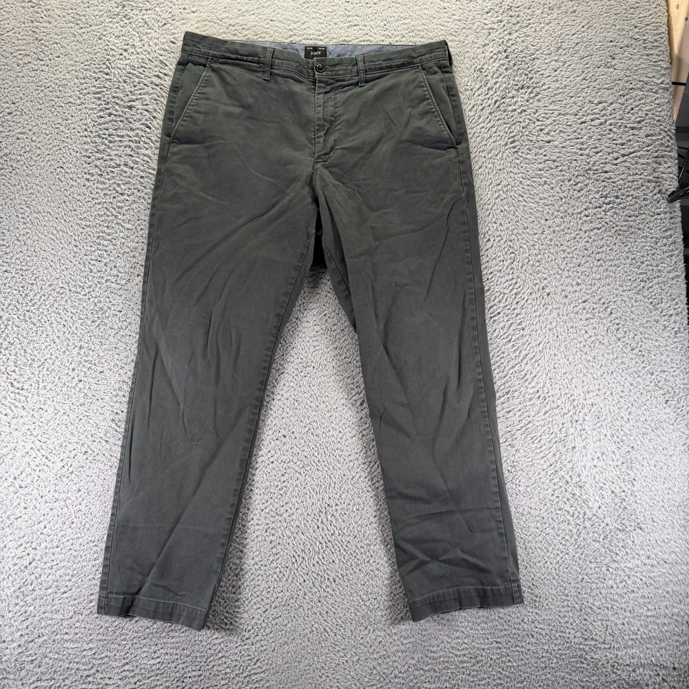 J.Crew 770 Mens Pant 36x28 Green Cotton Chino Straight Business Career Preppy